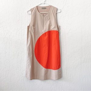 COS Womens Sleeveless Shift Dress in Beige & orange circle detail, size 38